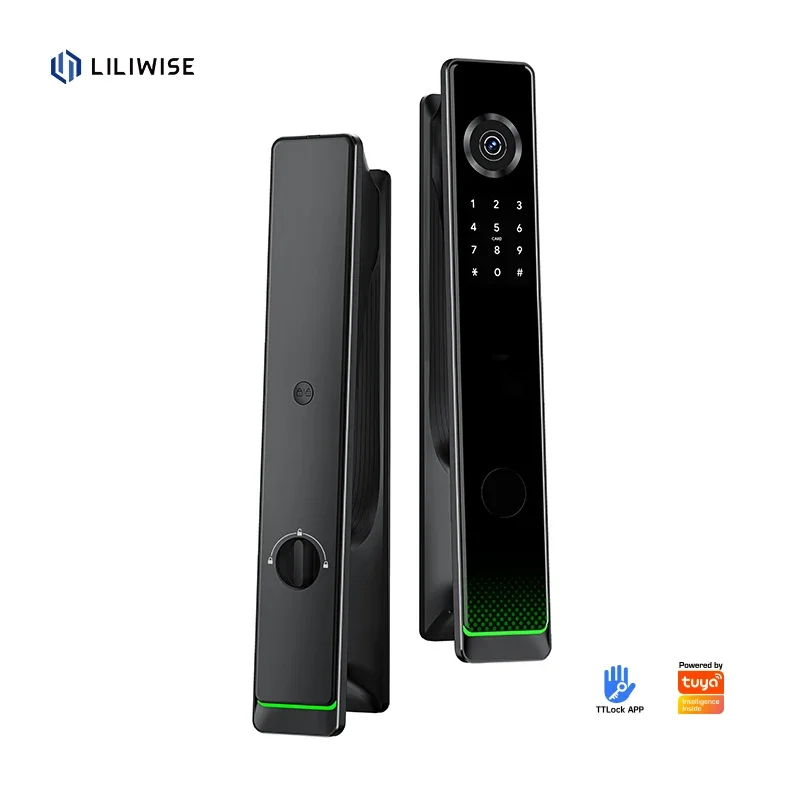 

Liliwise 2024 Electronic Black smart gate lock Outdoor Tuya Tt Camera Smart Lock With Ble Fingerprint camera water proof