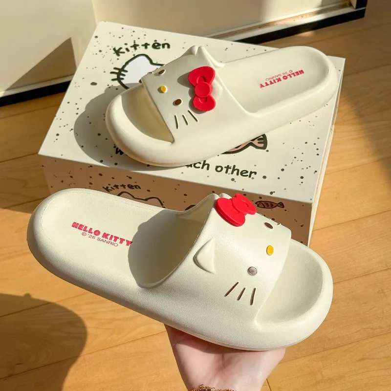 

Summer Hello Kitty Women Slippers Ultra Soft Sanrio Eva Cloud Cushion Non-Slip Open Toe Slides Home Bathroom Beach Shoes New