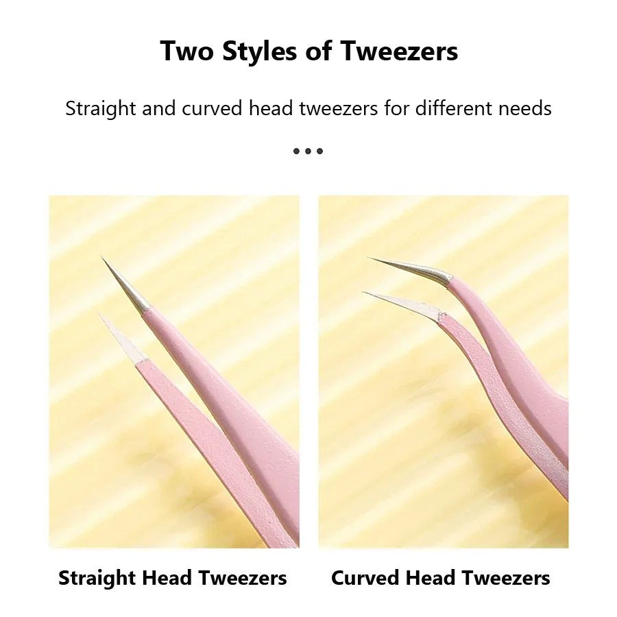 Pink Stainless Steel Tweezers for Manicure Nail Art Tools Eyelash Extension Nipper Clip Pick up Tool