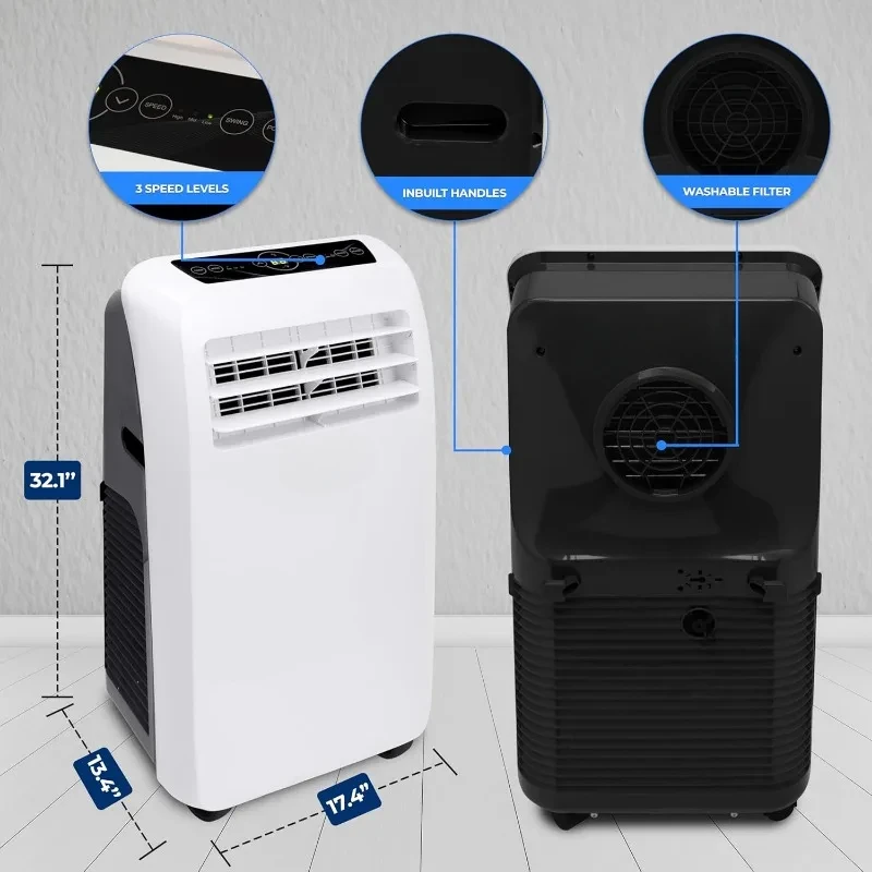 Small Air Conditioner Portable 12,000 BTU with Built-in Dehumidifier + Heat - Portable AC Unit for Rooms Up To 550 Sq Ft