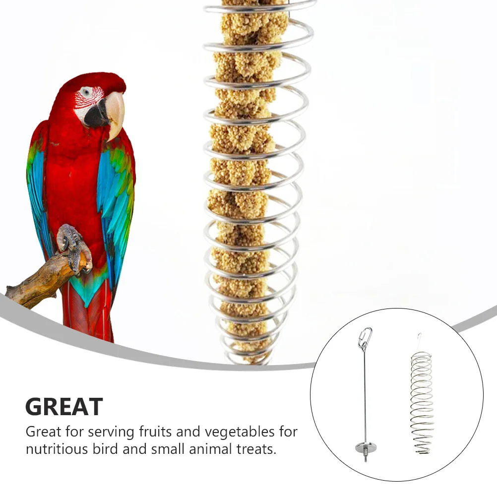 

2Pcs Parrot Stainless Steel Fruit Fork Bird Food Holder Cage Feeder Vegetable Skewer Bird Fruit Fork Stainless Steel Feeder