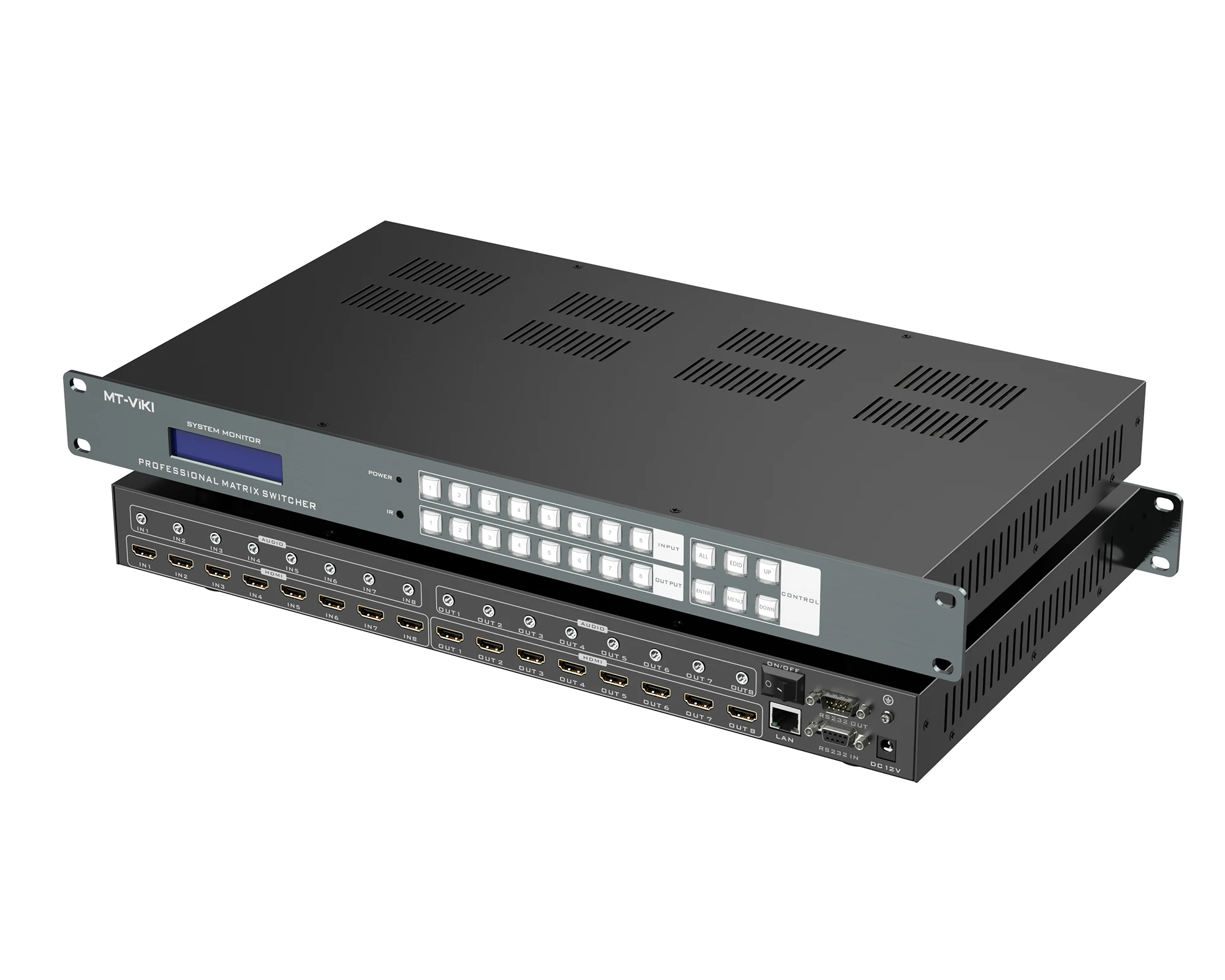 Matriz perfecta 4k 60hz 8x8 8 entradas 8 salidas con modo de empalme, disponible para 4x4 8x8 8x16 16x16 32x32 36x36 72x72