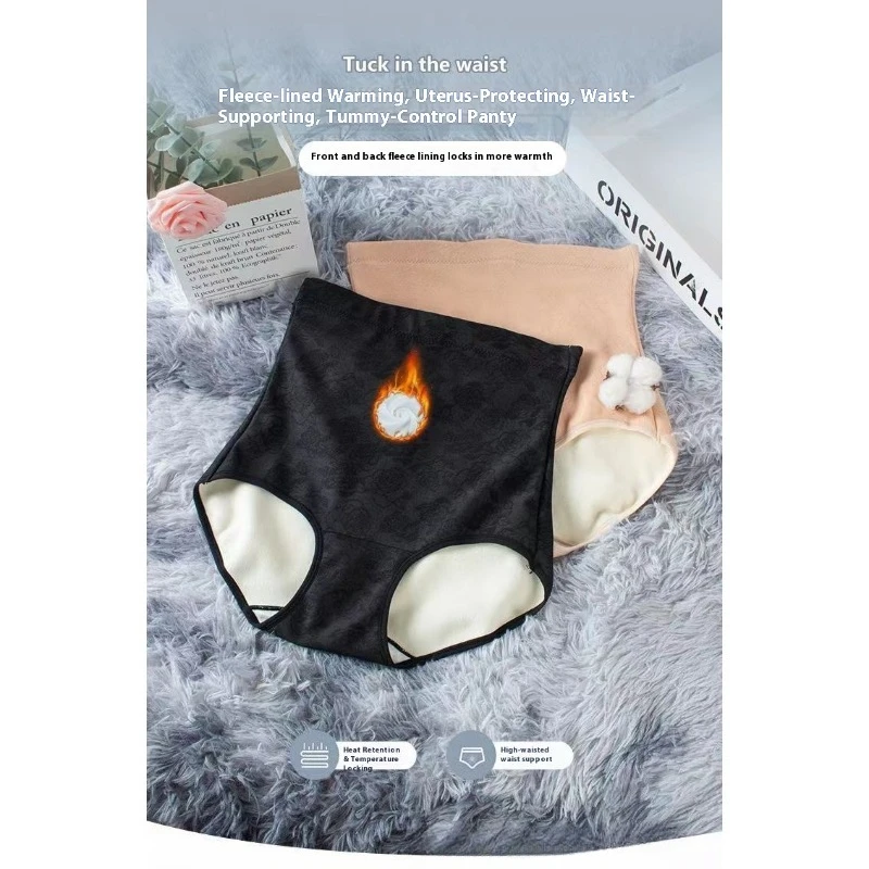 ‌ Sous-vêtements thermiques pour femmes, pantalons doublés en polaire, taille haute, contrôle du ventre, culotte Sexy, short chaud d'hiver, grande taille, vente en gros, confort