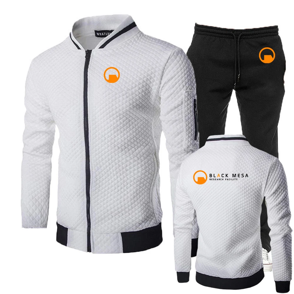 Black Mesa Research Facility New men's slim-fit suit - two-piece set - round-neck zipper jacket top + pants - casual view 2