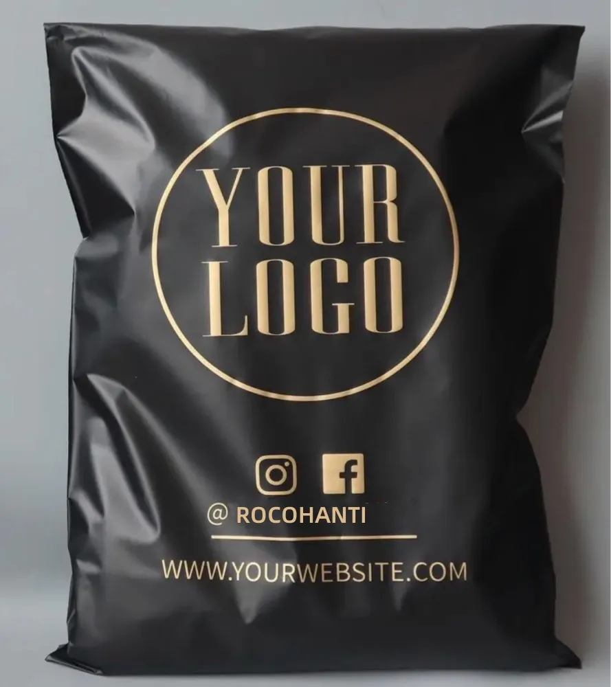 

100pcs Custom Printed Matte Finish Black Shipping Bags With Logo Plastic Mail Poly Mailers Gift Package Mailing Bags for Clothes