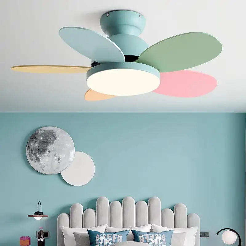 Children Room Ceiling Fan Light Modern Ceiling Fan With Light And Control Low Floor Household Fan Support 110V 220V