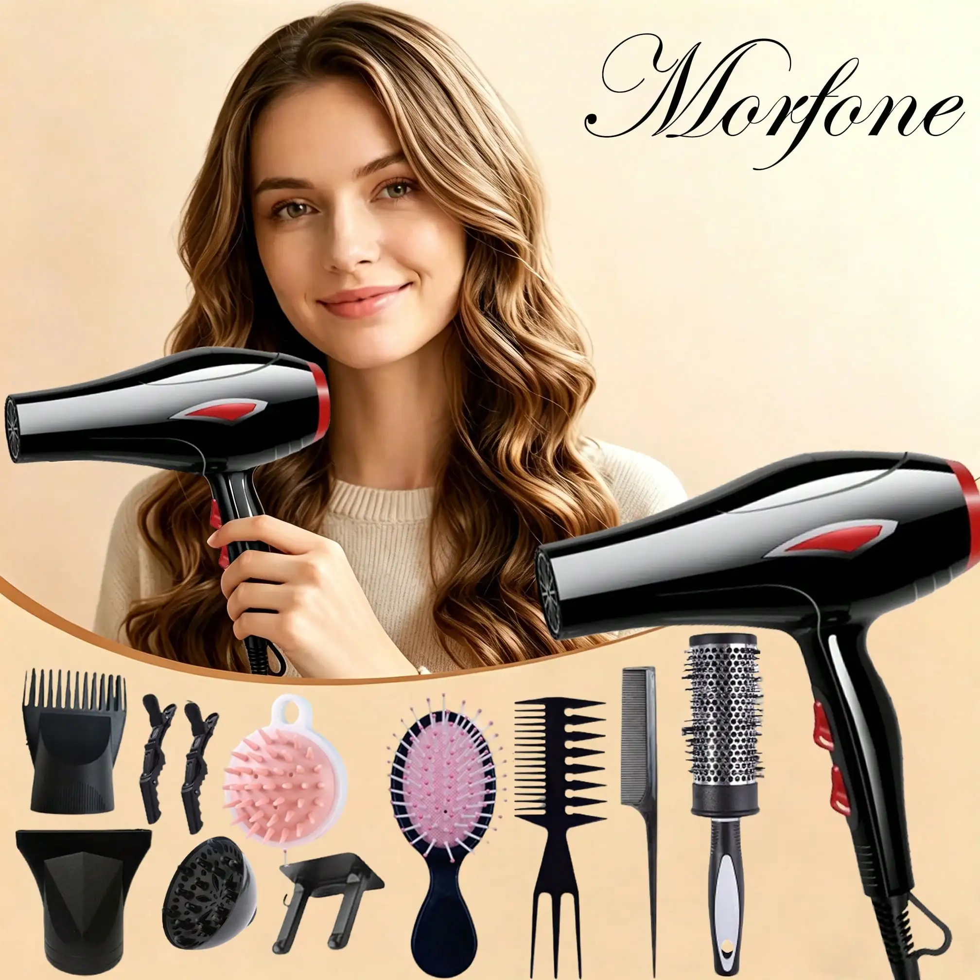 All-In-One High-End Home Professional Hair Dryer. A Hair Dryer Set With Various Accessories Such As A Comb, Hair Clip, And Nozzle. Suitable For Family Or Travel Use- Hair Care Festive&Festival Gift For Loved Ones