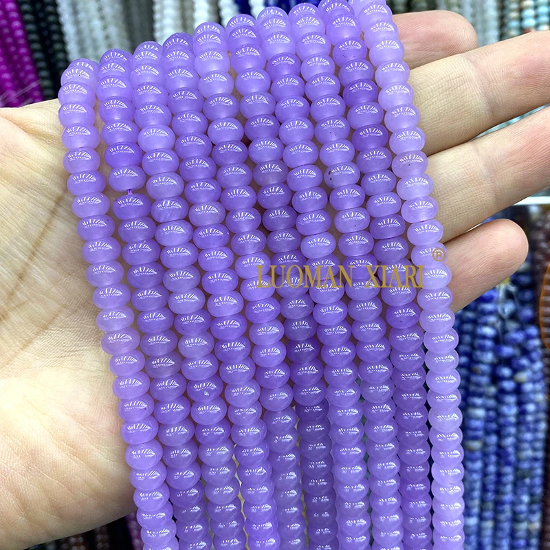 Großhandel Natürliche Stein-Rondelle 5x8MM Gemischte Chalcedon-Abstandsperlen für Schmuckherstellung DIY Armband Charms Zubehör 15'' – Detail 5