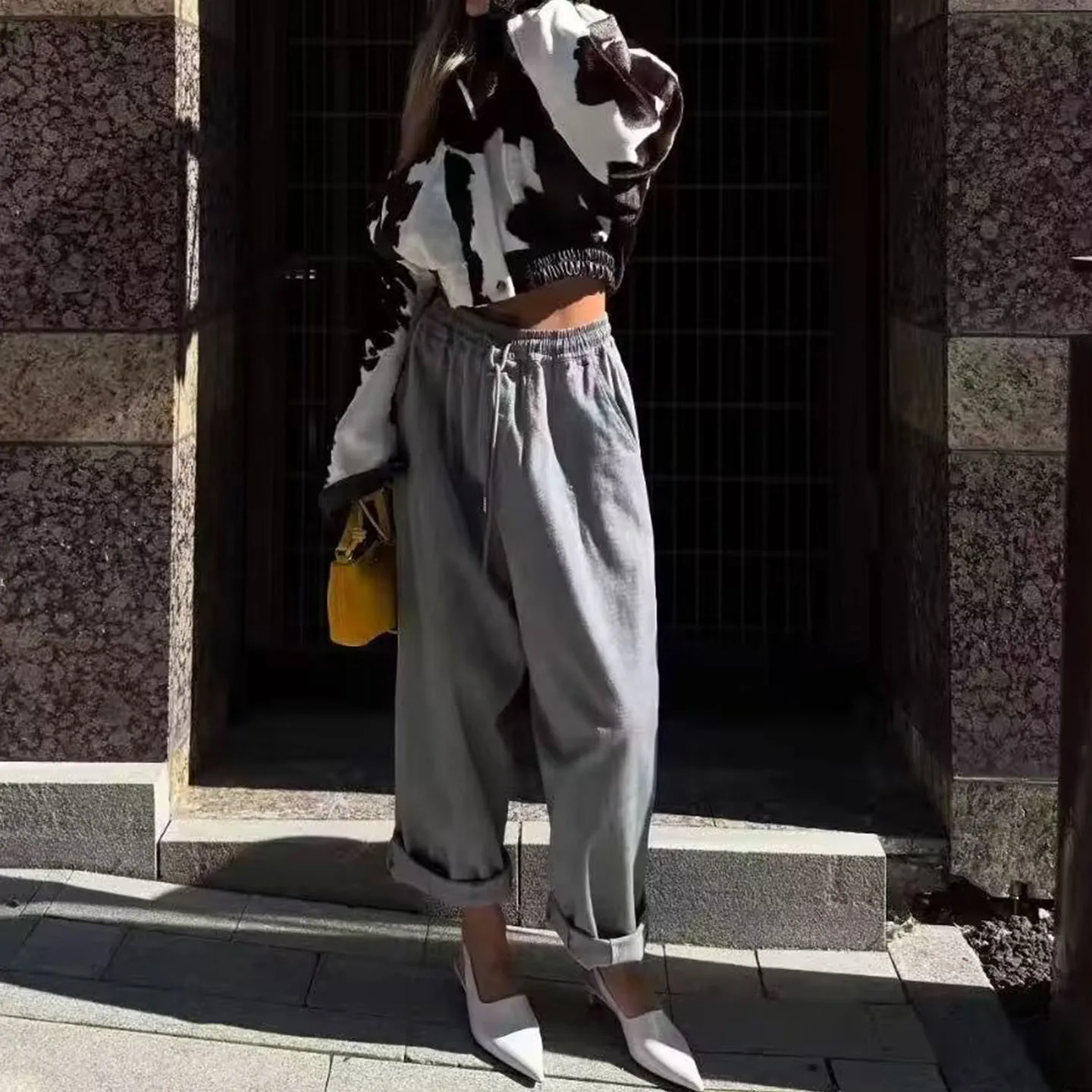 Faionable ort مطبوعة البقرة نمط Jaet المرأة الخريف 2025 وصول جديد Ele Personali الأمريكية Sle معطف فضفاض صالح #2