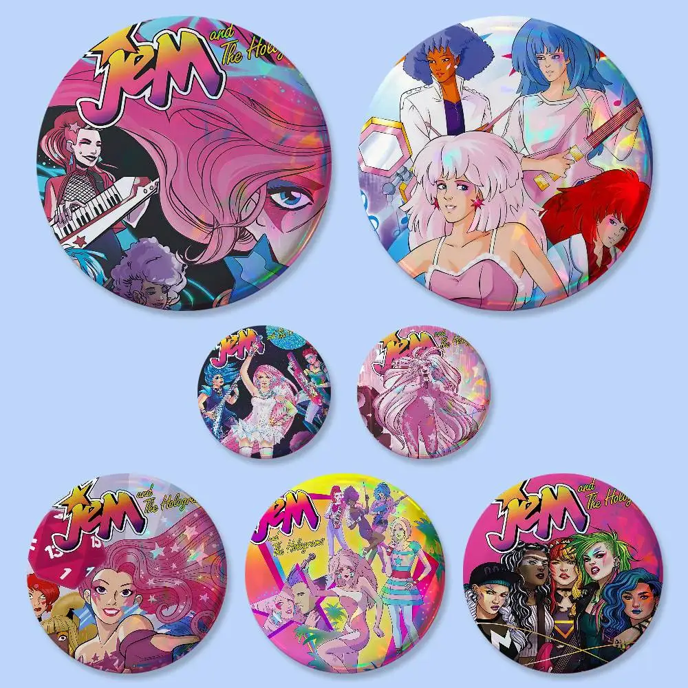 Insignias de la película Jem y los Hologramas, botones redondos creativos, broches, insignias, accesorios decorativos para bolsos, regalos para fans y amigos coleccionistas