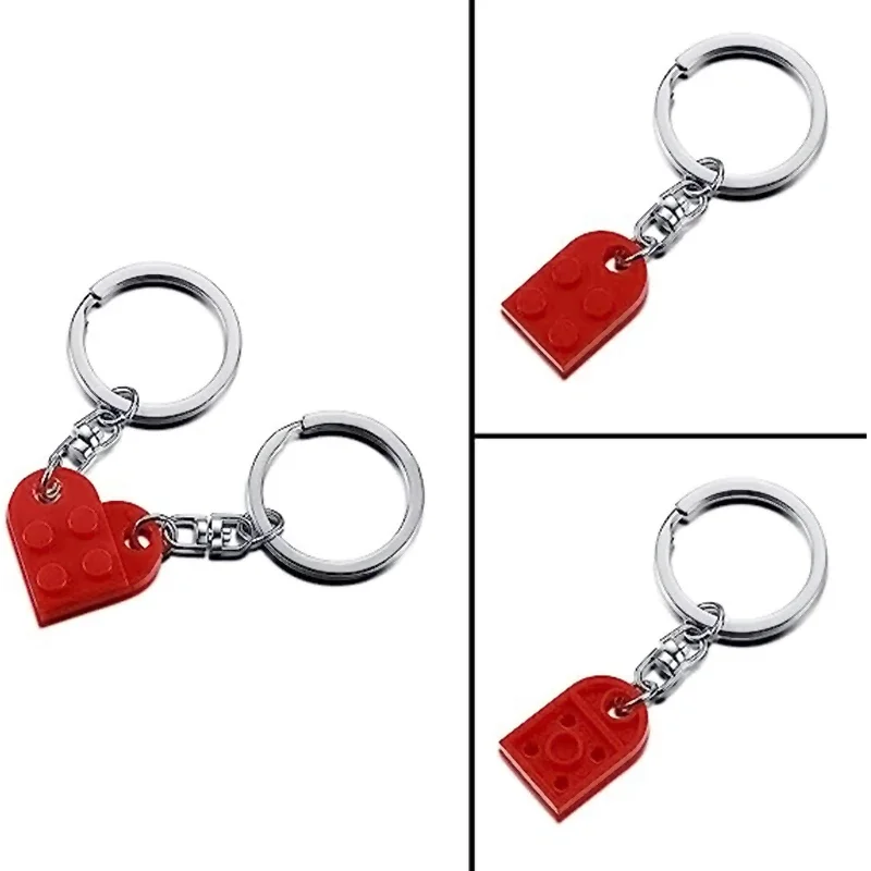 Brick Keychain for Couples Friendship 2pcs Matching Heart Colorful Keyring Set for Girlfriend Boyfriend Valentine\'s Day Gifts