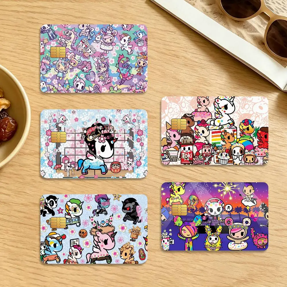 Fashion T-Tokidoki-S 4Pcs Waterproof Scratch Resistant Card Skin Stickers Fashion Decorative for Credit Debit Bank