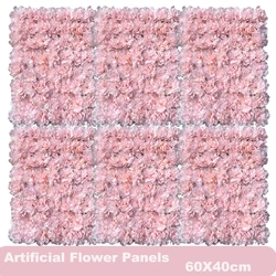 Fake Silk Flower Artificial Plants For Bedroom Decoration Wedding Party Wall Backdrop Decor Artificial Flower Wall Panels Pink