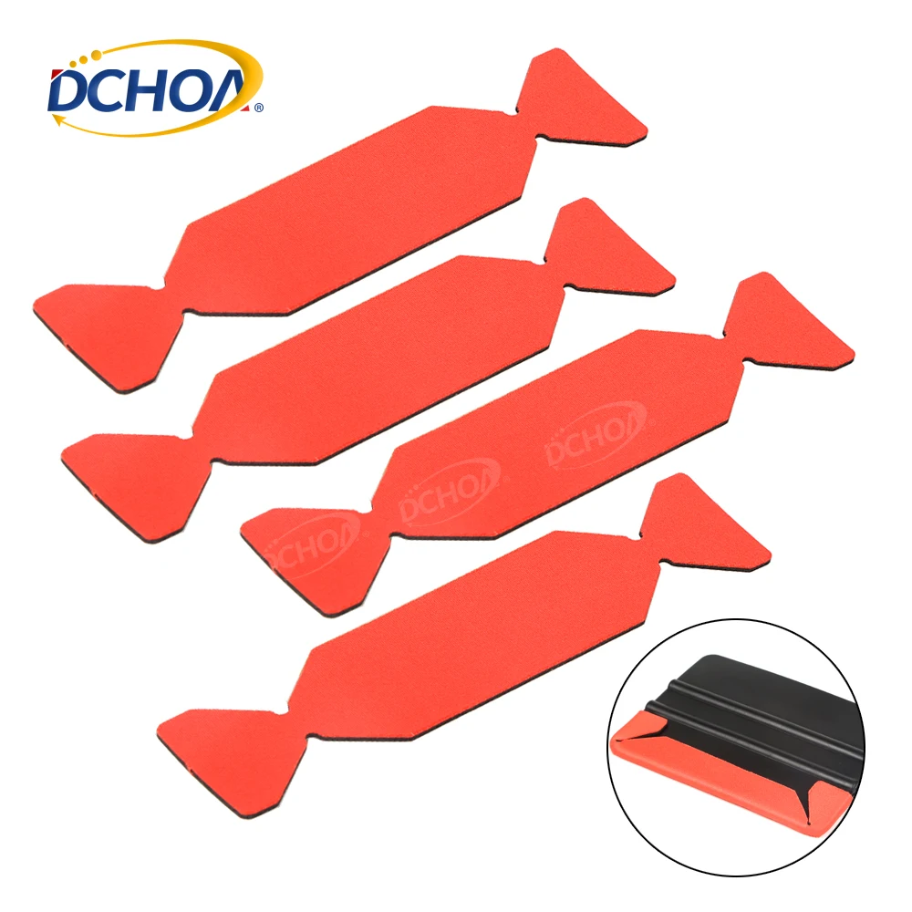 10PCS 3 Layers Waterproof Wrapping Red Fabric Edge Cloth Squeegee Vinyl Felt Window Tint Scraper Edge Fabric Cloth