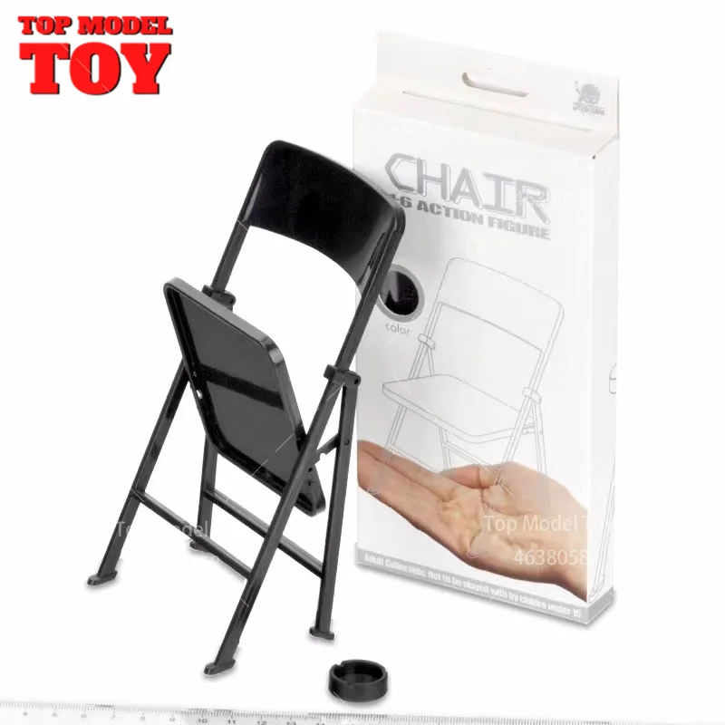 1/6 Black Folding Chair and Ashtray Family Furniture Scene Accessory Model for 12