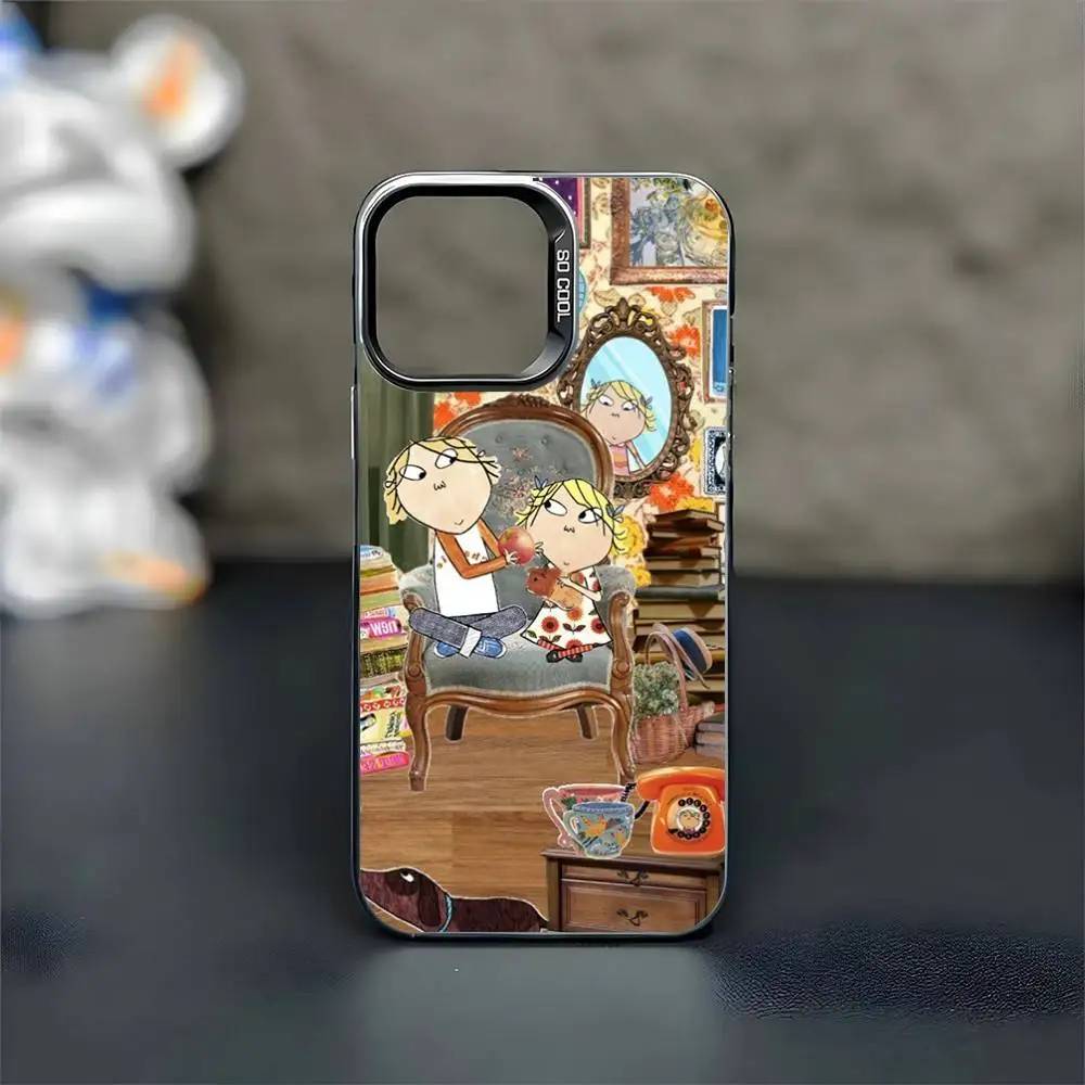 C-Charlie And L-Lola Anime Phone Case For iPhone17,16,15,14,13,12,11 Plus,Pro Max Black Matte Shockproof Cover