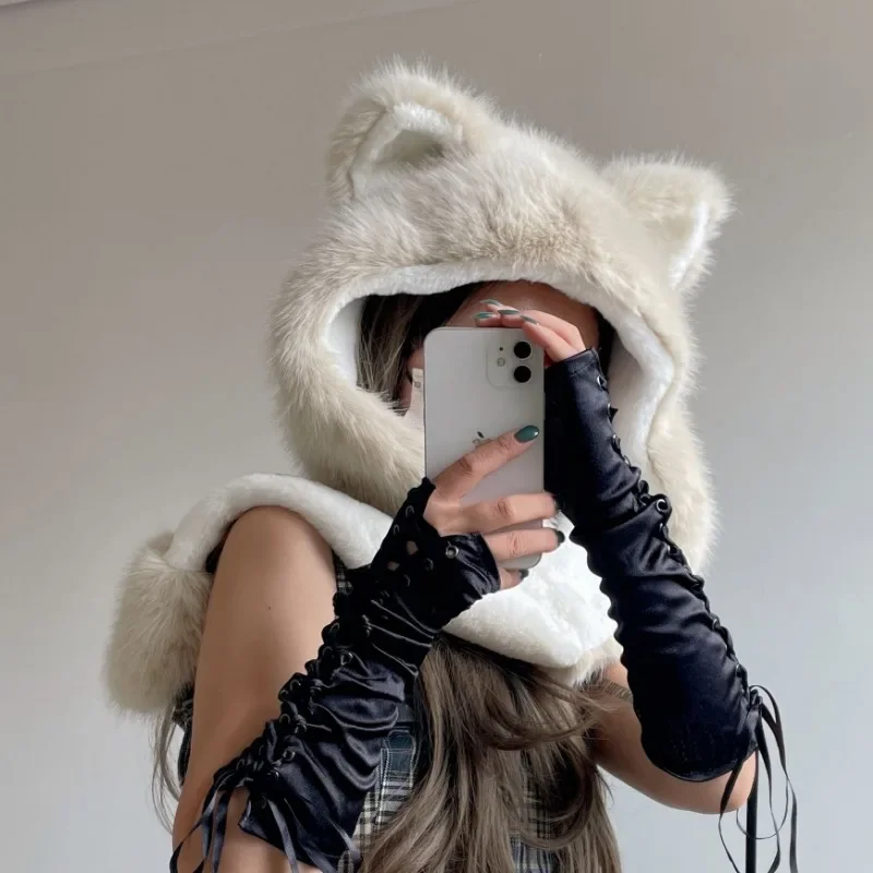 Winter Plush Hat Outdoor Cycling Ear Protection Fluffy Hats Thickened Warm Hat Casual Fleece Girls Hat Women\'s Warmth Essentials
