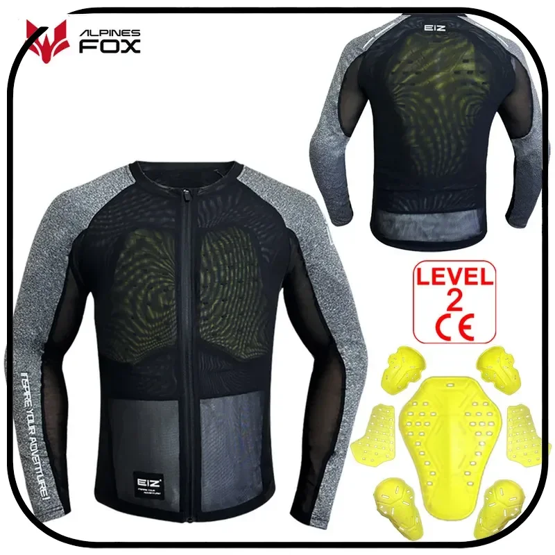 

Мотоциклетная куртка Alpines Fox, летняя дышащая сетчатая куртка с сертификацией CE2, защита от падений, защита груди, спины, плеч и локтей для мужчин и женщин