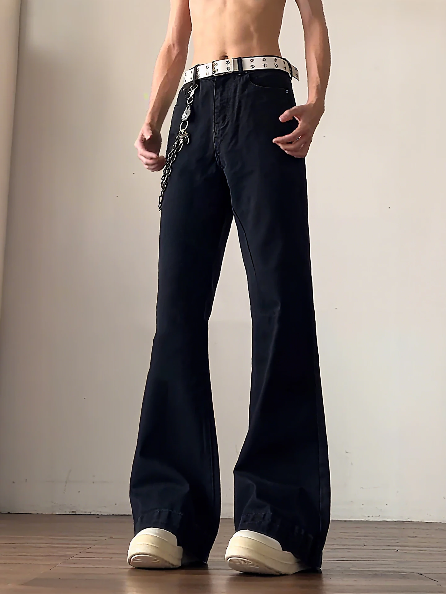 

Bla Men's High Waist Stretch Denim Jeans Fall Long Rise Knife Straight Leg American High Street Sle Casual Wear