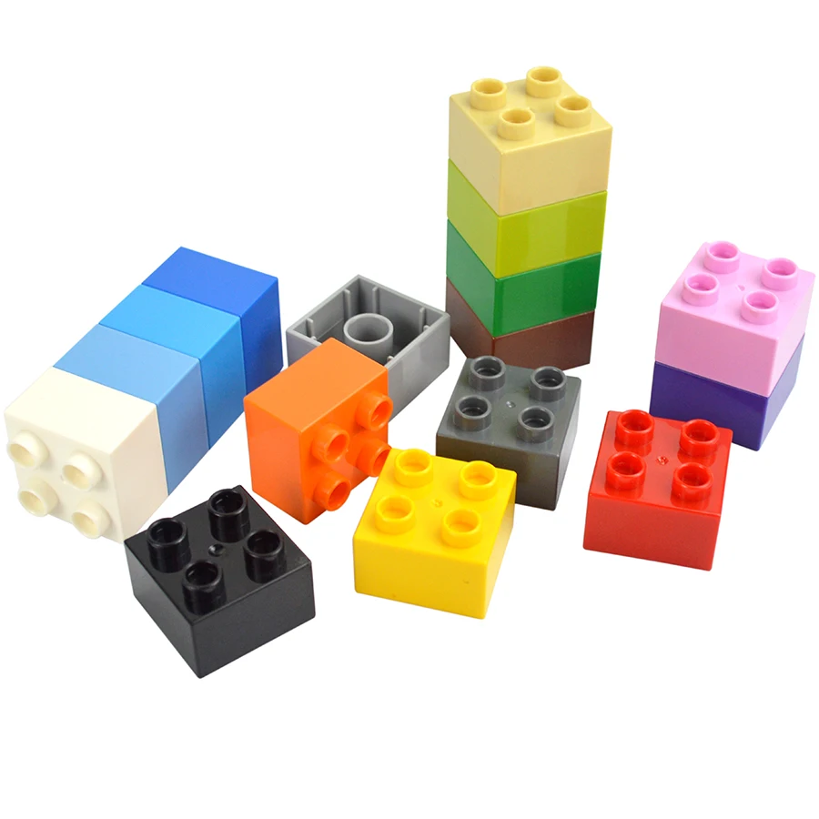 10 Stück 2x2-Punkt-Bausteine in großen, bunten Farben, große Figuren, dick bedruckte Bausteine, Lernspielzeug für Kinder, kompatibel mit Duplo – Detail 3