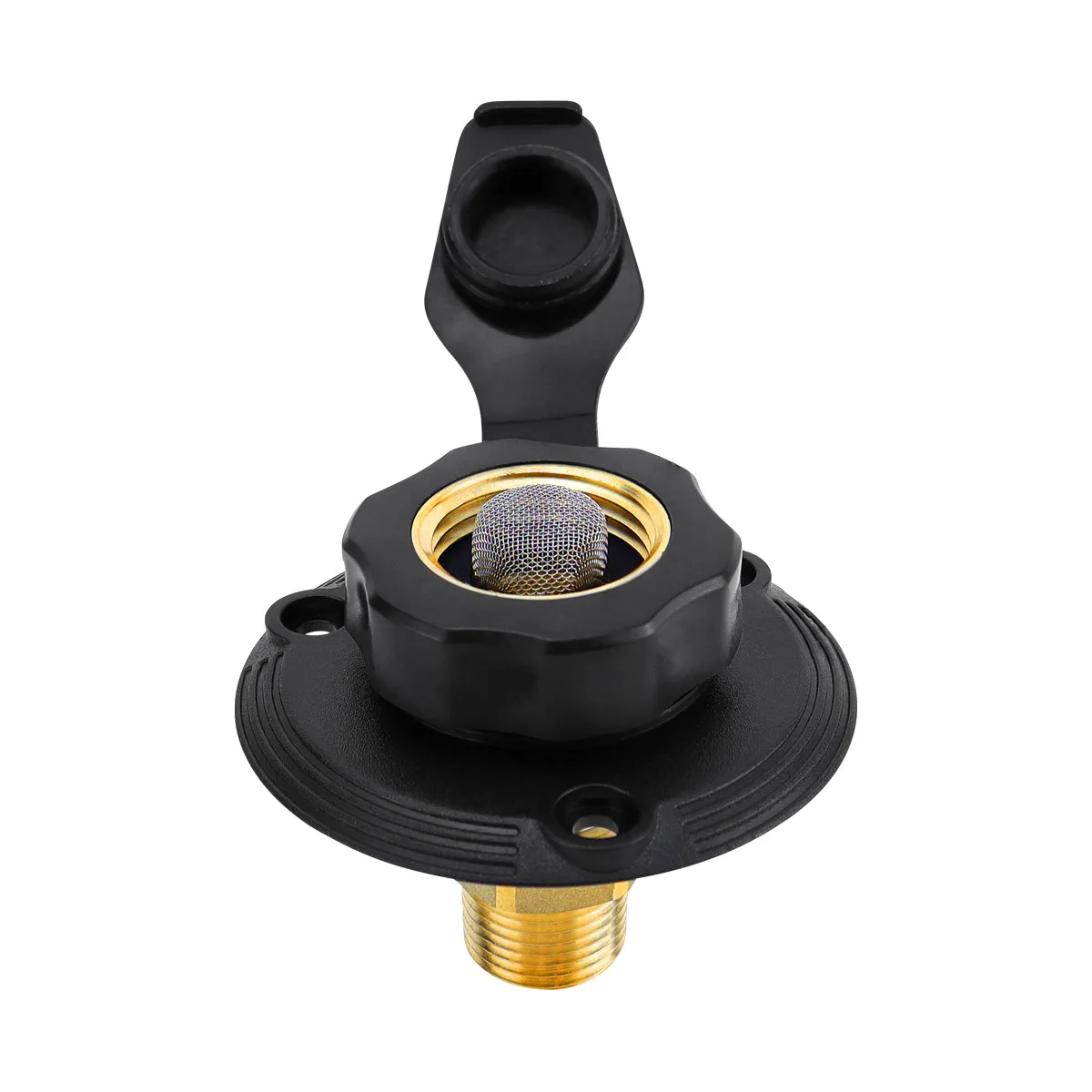 Universal Black Brass Inlet Kit for RVs: One-way Water Valve Water Inlet with Dust Plug and Water Refill Port