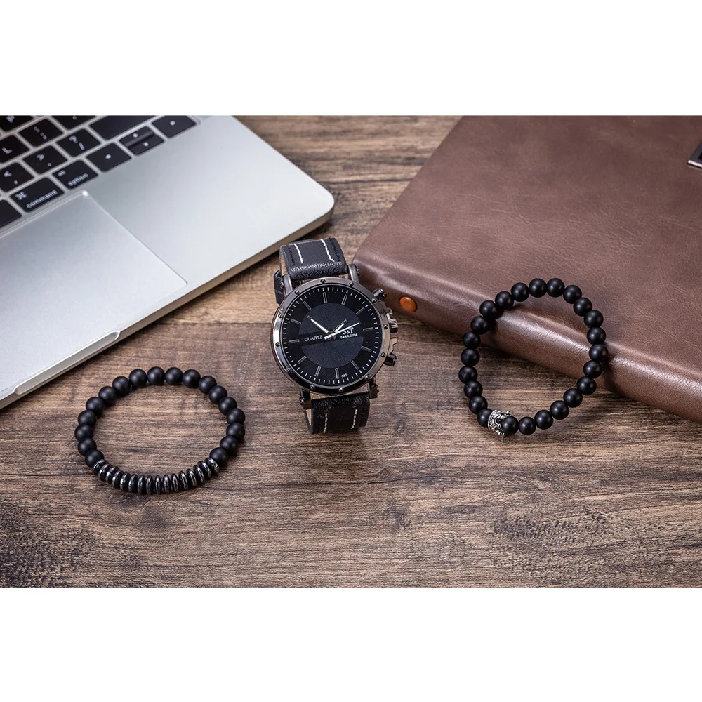 Creative Men's Gift Set With Box Watches Bracelet Set Beautifully Packaged Casual Quartz Wristwatches Male Clock Gifts For Men