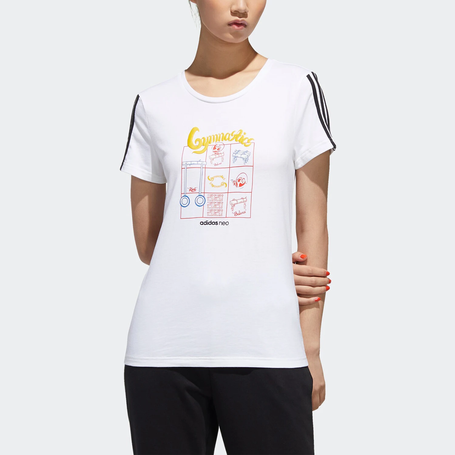 

Adidas Originals Neo W PNDA TEE 2, женская спортивная повседневная футболка с коротким рукавом GK1567