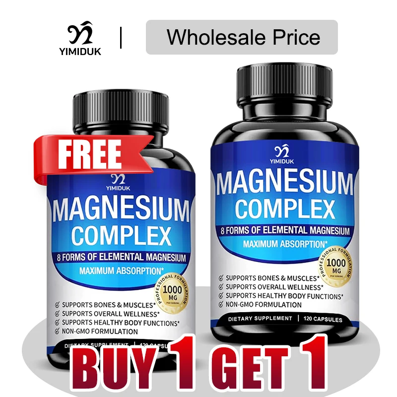 

Magnesium Capsules, with Magnesium Glycinate, Malate & Citrate, for Bone & Muscle Health, Metabolism, Sleep