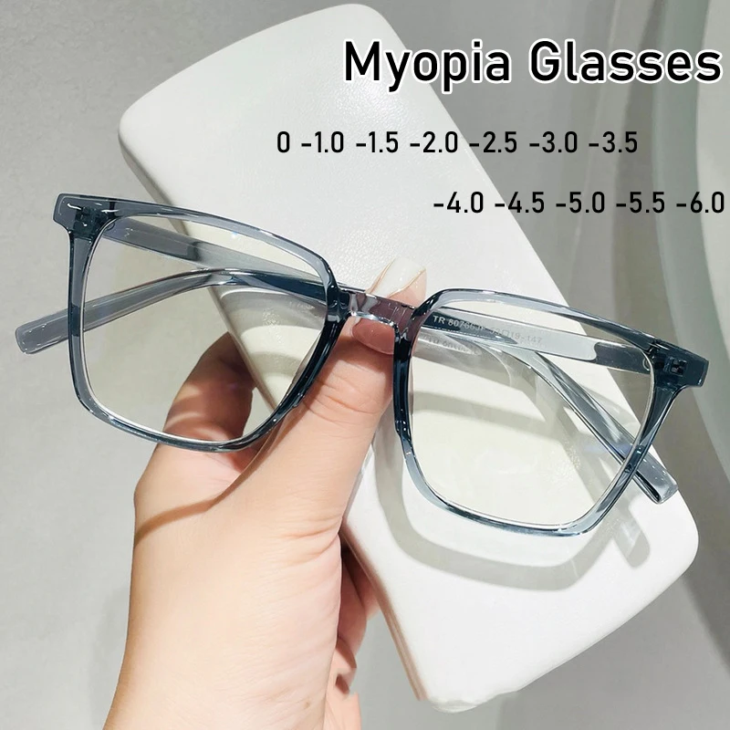 

Luxury Ladies Anti Blue Light Myopia Glasses Unisex Square Frame Women Shortsighted Eyeglasses Finished Prescription Eyeglasses