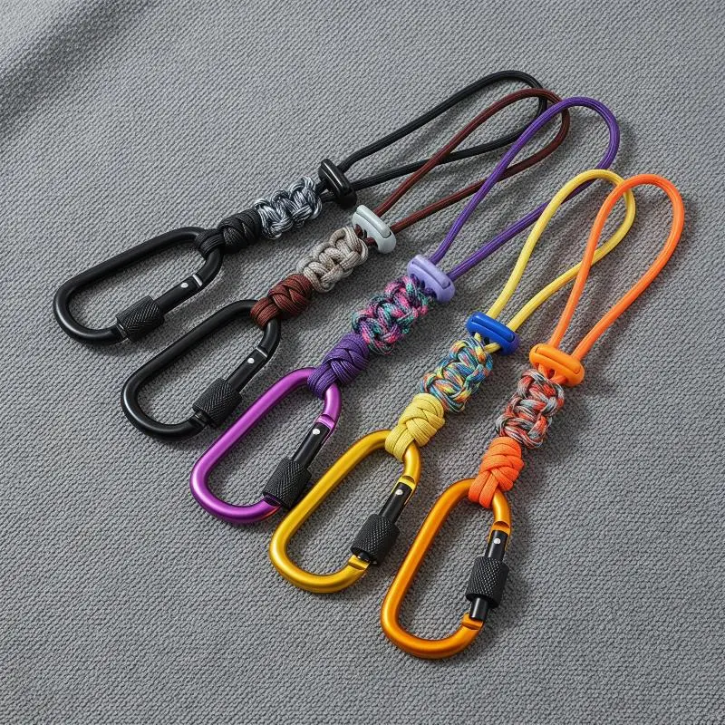 Handwoven Paracord Keychain with Secure Locking Hook Vibrant Multi-Color Strap for Outdoor Hiking Camping Gift for Men