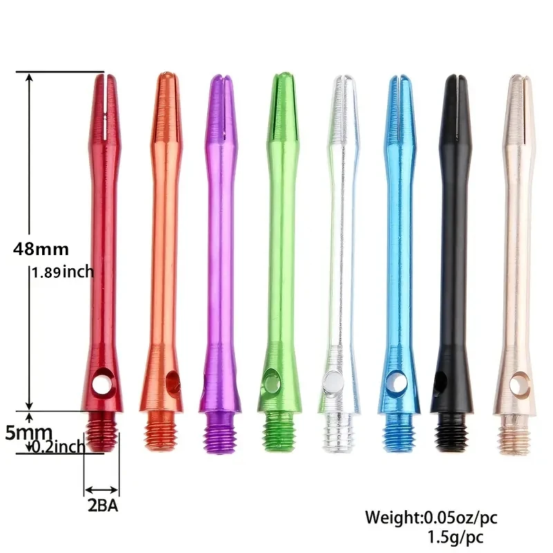 12pcs high quality aluminum dart shafts - stylish 2BA threads with solid color smooth surfaces for enhanced grip and durability