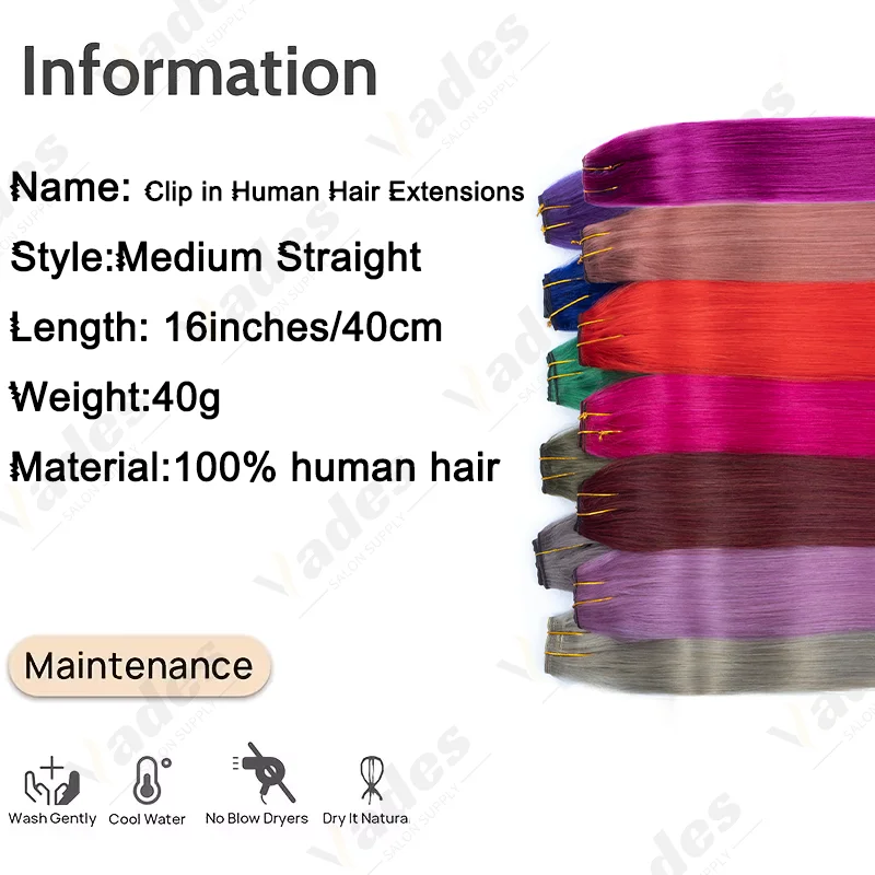Picture 5: 40CM Elegant Straight 4 Clips Hair Colorful Rainbow One Color Party Highlight Long Straight Suitable for Women Party Gifts 40G