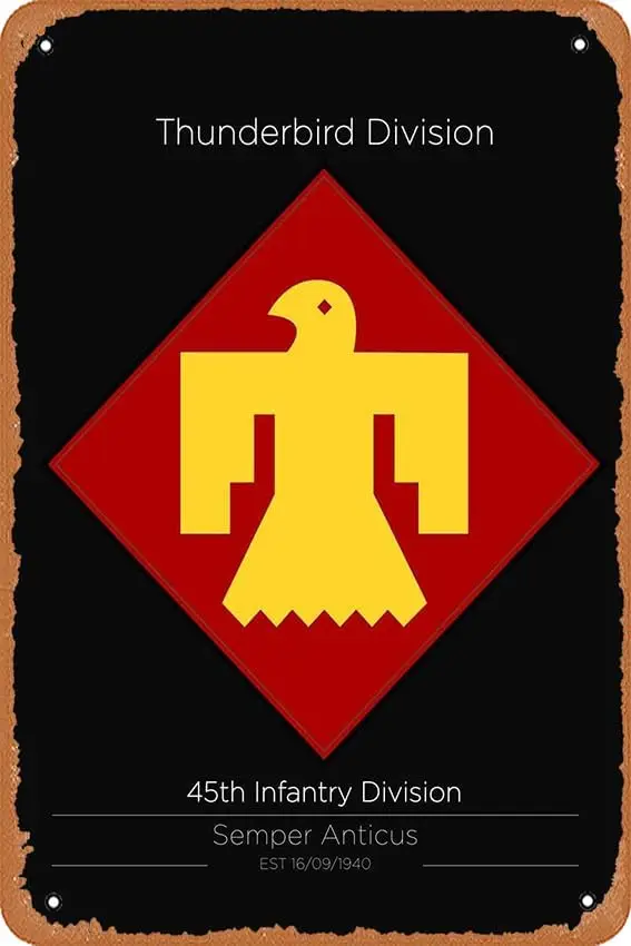 45th Infantry Division Us Military Units Retro Vintage Decorative Metal Tin Sign 8x12 Inch. sign