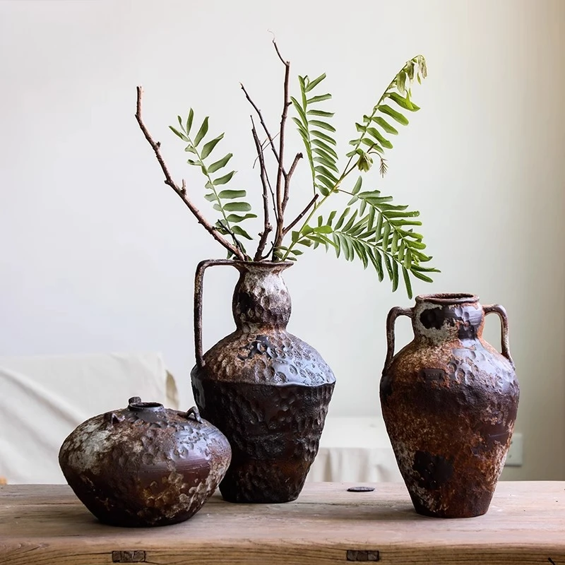 

Керамическая ваза M/L ваби-саби, керамический горшок для цветочной композиции, винтажный декор в деревенском стиле, украшение для дома и отеля в фермерском доме