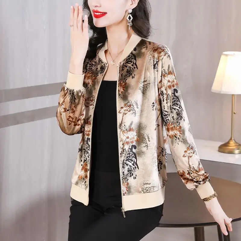 

​ Бархатная бейсбольная куртка унисекс, свободная куртка с длинными рукавами для женского весенне-осеннего гардероба ​