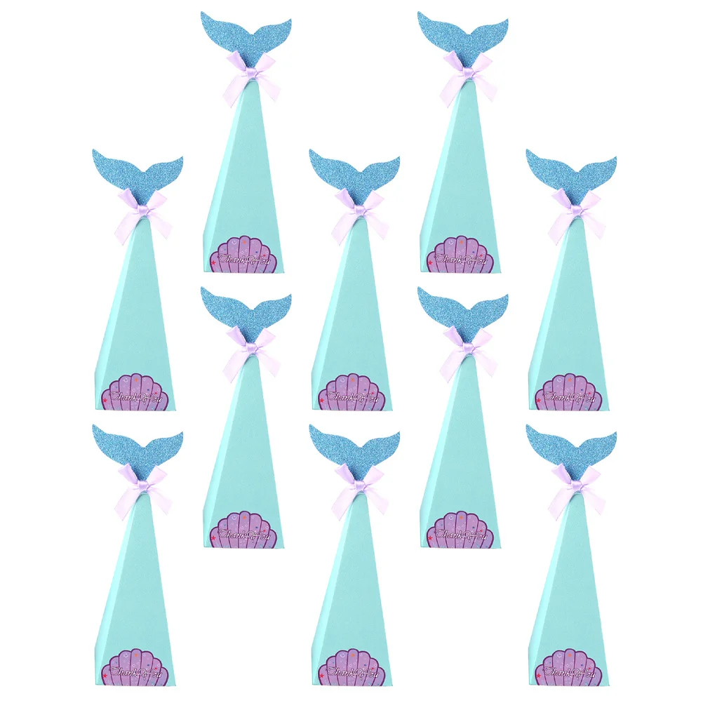 

10pcs Mermaid Shaped Candy Boxes Portable Sweet Container For Baby Shower Party Favors Storage Biscuit Box Treat Jar Party