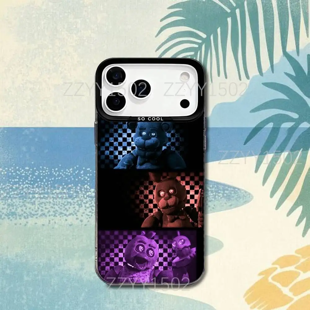 FNAF F-Five N-Nights at-Freddys Phone Case For iPhone 17,16,15,14,13,12,X,8,Pro,Max,Plus,SE4,Air,Mini HD Black IMD Matte