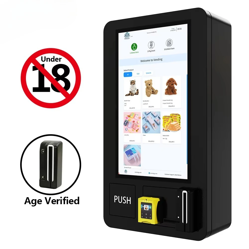 Touch Screen Coin Payment System Free-Stand Option Hot Selling 24-Hour Self-Service Smart Mini Vending Machine Age Verification