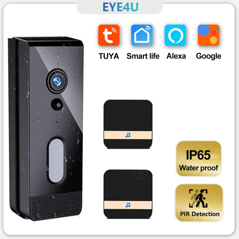 Tuya Smart Home Doorbell Camera Waterproof WiFi Video Intercom Support  Alexa 1080P Outdoor Security Protection Two Way Audio