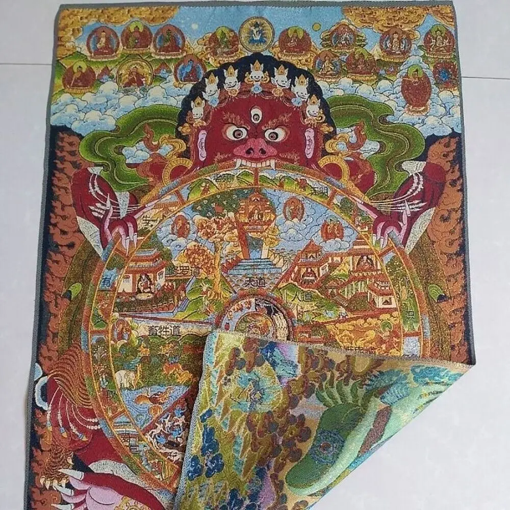 Buddhist Guardian Silk Painting Home Buddhist Hall Wall Decoration Feng Shui Auspicious Hanging Paintings