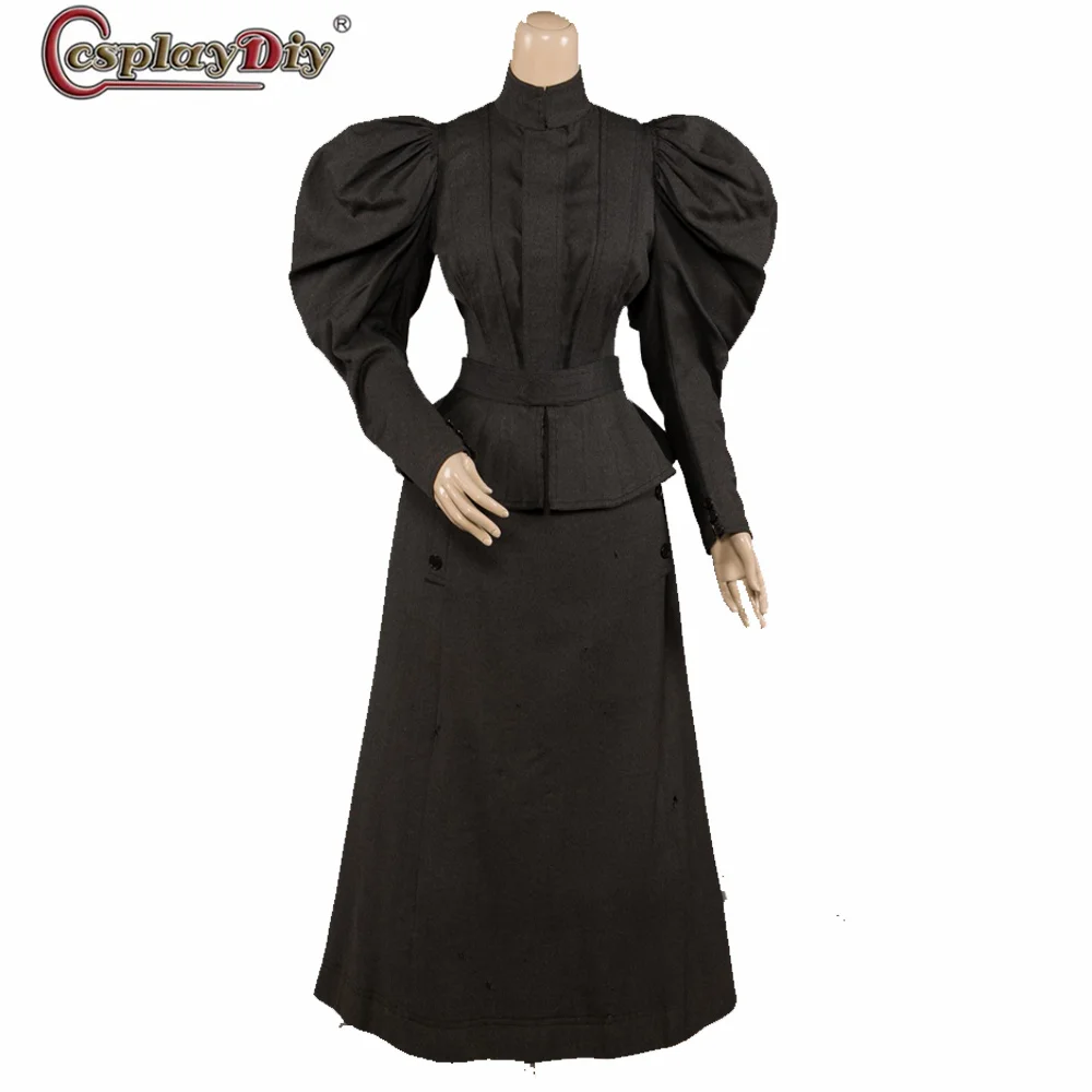 

Ladies' Bicycling Outfit Victorian Black Day Dress 1897 Woman's Medieval Elizabethan Bustle Dress Halloween Outfit