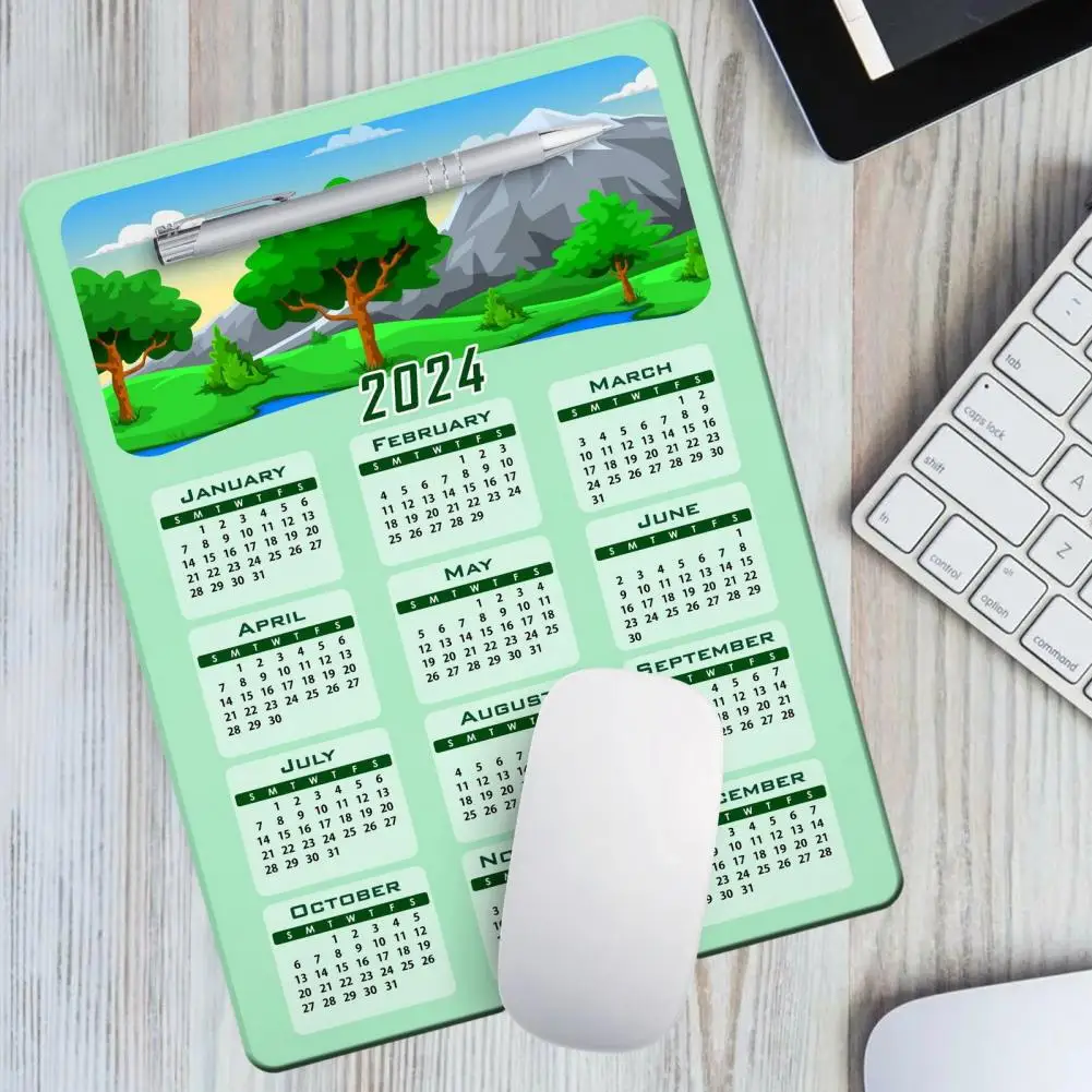 Fast Movement Mouse Pad Durable 2024 Calendar Mouse Pad with Anti-slip Rubber Backing Smooth Surface for Gaming Office Laptop