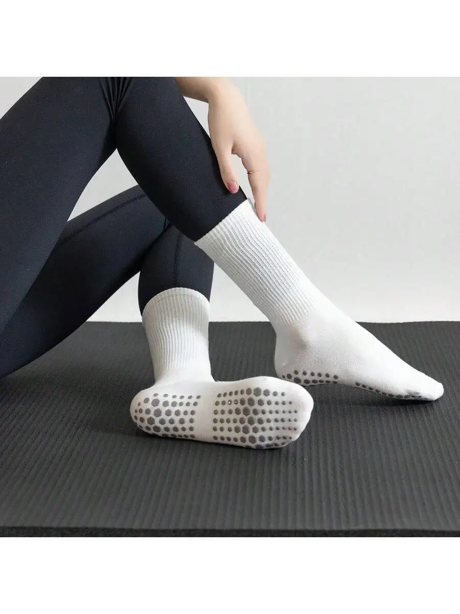 Professional Yoga Socks For Women - Silicone Grips, Mid-Calf Length, Non-Slip Indoor Athletic Footwear