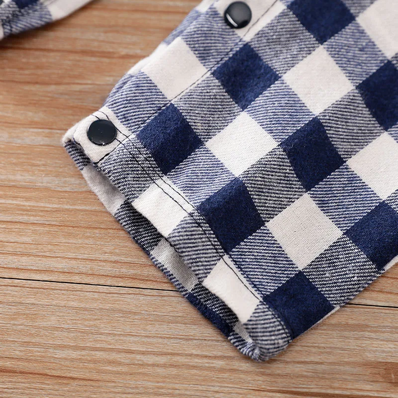 Long Sleeved Baby Jumpsuit For Newborns Casual Plaid Shirt For Soft And Comfortable 0-18m Spring And Autumn Boys And Girls