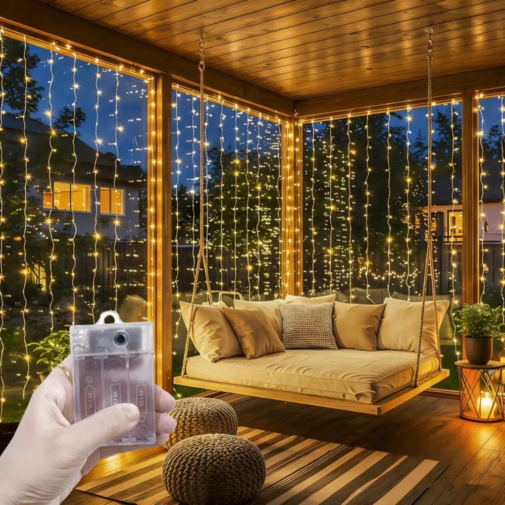 Battery Powered Curtain Lights LED Fairy String Lights Hanging Window Lights for Bedroom Christmas Halloween Home Decoration