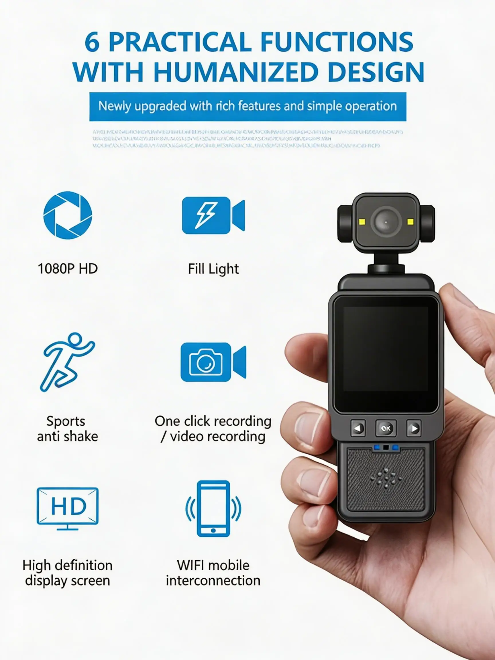 DV01 Handheld DV Portable High Definition Camera Lens Rotatable Baby Recorder for Daily Life Photography