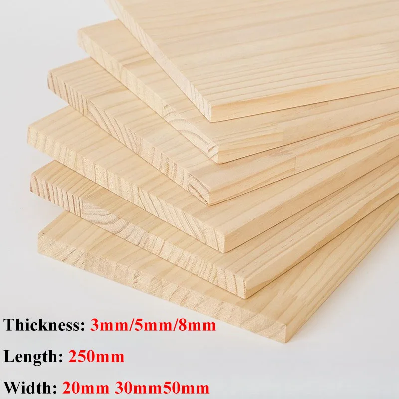 

1-20pcs 3/5/8mm Thickness Rectangular Wood Strip Solid Pine board DIY Model Material Crafts Decoration Making Parts