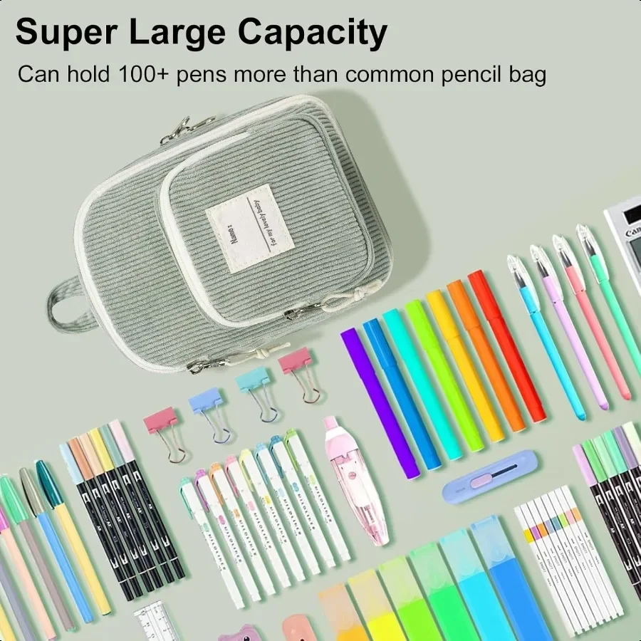 Estuche para lápices LEDAOU, bonito estuche para lápices con cremallera, estuche para lápices de gran capacidad, organizador de imágenes escolares para niñas y niños