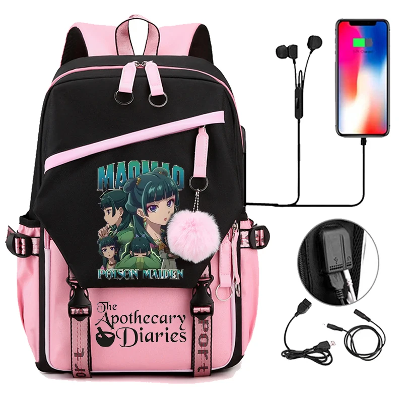 Back To School Backpack for Girls Boys Teenager The Apothecary Diaries Maomao Fashion Usb School Bags Travel Backpacks Mochila