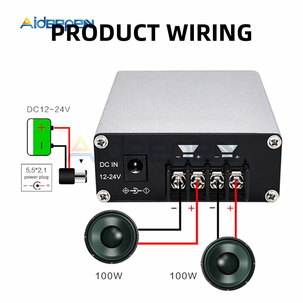 DC 12V 24V XH-A315 100Wx2 Bluetooth 5.0 Digital Power Amplifier Board Stereo TPA3116D2 High Power Amplifiers AMP Module